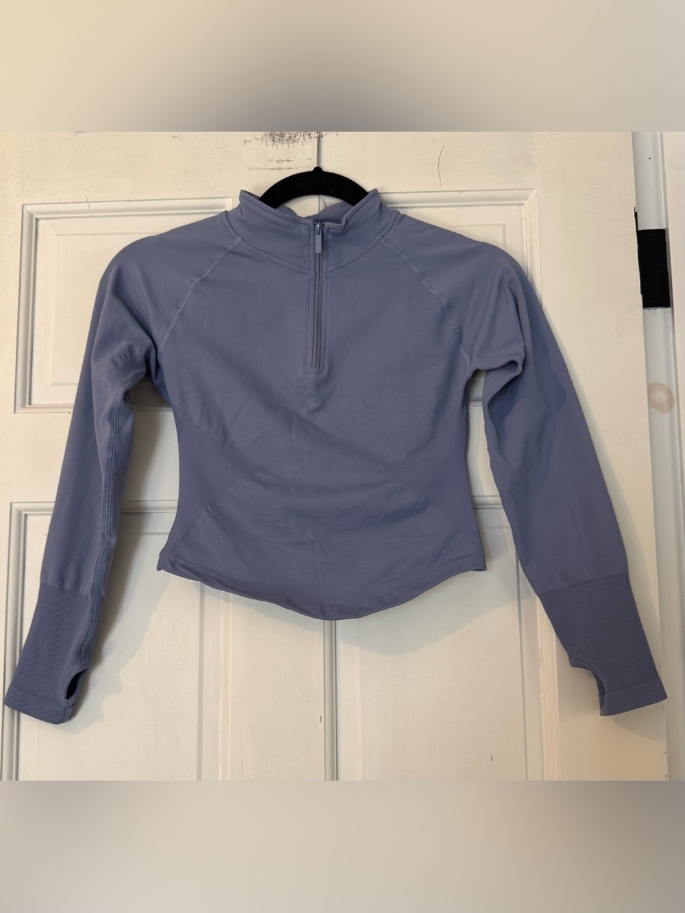 Tryto Periwinkle Quarter-Zip Long Sleeve Cropped Athletic Top